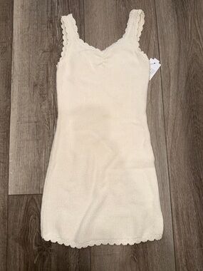 Girls Cream Knit Dress - Soft Ribbed Tank